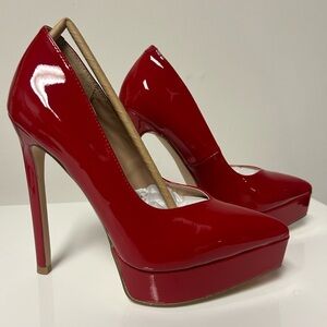 Brand New Madden Girl Lidia Red Patent Platform Heels NWT 5.5